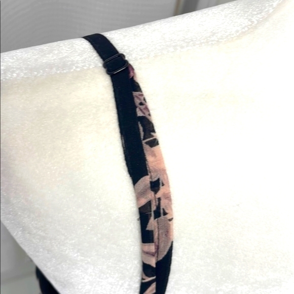 NWOT Black & Purple Floral Wrap Dress with High Low Ruffled Hem - Picture 7 of 17